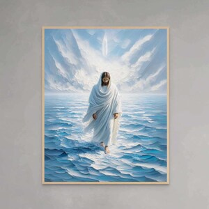 A Miracle, Christian Painting, Jesus Walking on Water, Jesus Art, LDS Prints, Bible Painting, Digital Jesus Picture, Jesus Water Painting