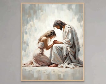 赦されますように、キリスト教絵画、イエスと祈る女性、イエスの絵