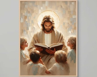 Lessons By Christ, Christian Wall Art, Jesus with Children, Jesus Art, LDS Art, Bible Wall Art, Jesus with Children, Picture of Jesus Christ