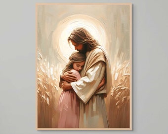 Geliefd door Christus, christelijk schilderij, kunst Jezus en meisje, afbeelding van Jezus, LDS-schilderij, bijbelmuurkunst, Jezus en kinderen, Jezus schilderij