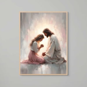Whispers of Faith, Modern Christian Art, Jesus and Girl Praying, Jesus Wall Art, LDS Art, Bible Verse Wall Art, Jesus and Woman, Jesus Print