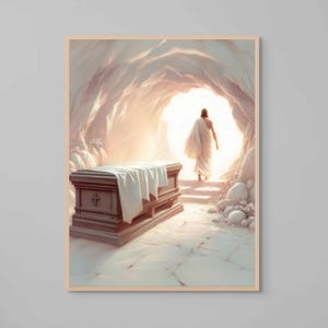 The Tomb is Empty, Christian Art, Jesus Resurrection, Picture of Christ, Bible Art, He is Risen, Jesus Art, Christian Painting, Jesus Prints