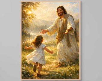 A Leap of Faith, Christian Art, Jesus and Girl, Jesus Painting, LDS Art, Bible Wall Art, Jesus with Children, Jesus Print, Jesus with Kids