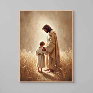 Jesus and Boy, Christian Painting, Jesus with Boy, Jesus Painting, LDS Painting, Bible Printable, Jesus with Children, Christian Wall Art