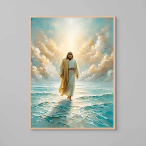 Christ Walking on Water, Christian Wall Art, Jesus Walking on Water, Jesus Painting, LDS Prints, Bible Wall Art, Walking on Water Art