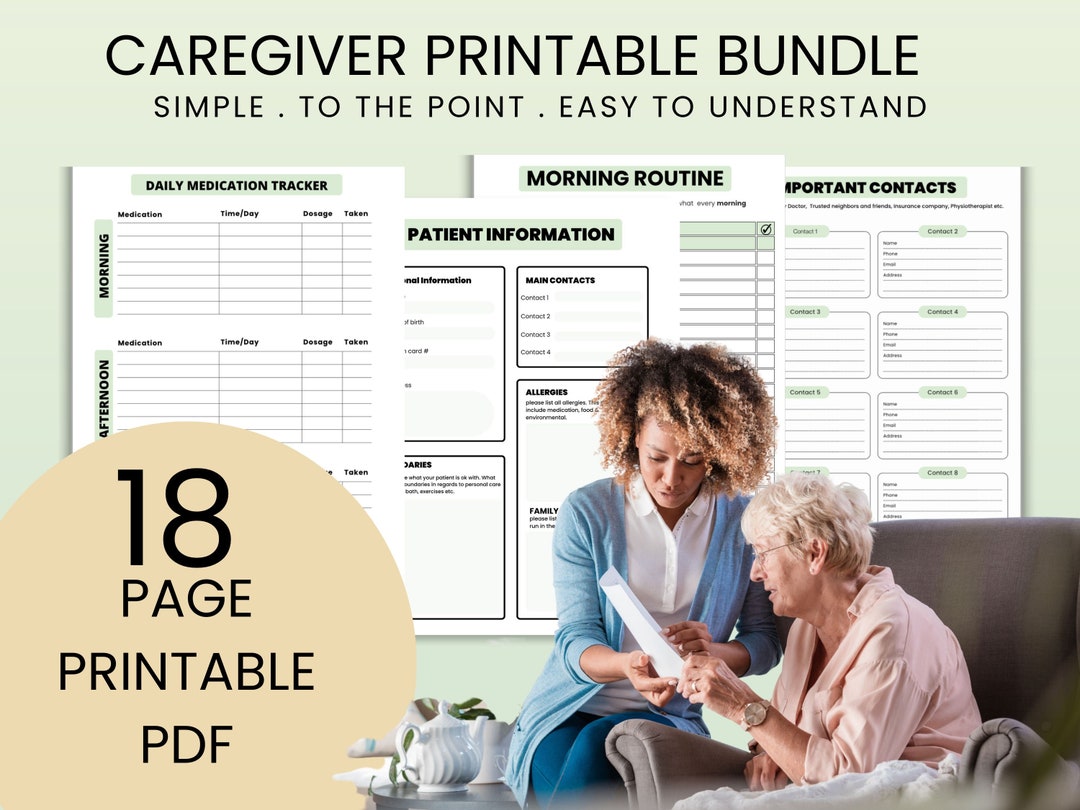 Printable Caregiver Binder Daily Task Checklist Printable Home Care ...