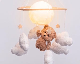 Bear Night Light Mobile, Nursery Ceiling Light, Baby Decor