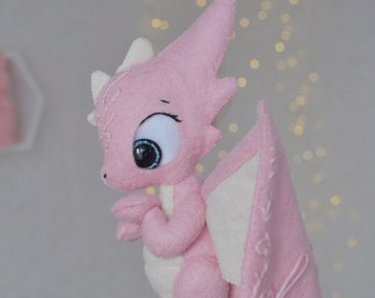 Felt Dragon Baby Mobile: Pink Fantasy Nursery Decor