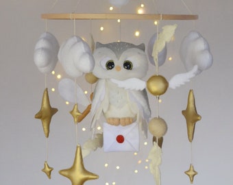 Wizard Owl Baby Mobile: Felt Nursery Decor, Magical Gift