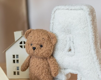 Boucle Letter Pillow: Personalized Nursery Decor with Bear