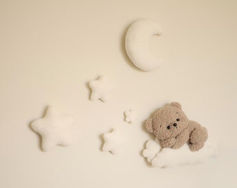 Baby Boys Star Teddy Theme Hand Crocheted Baby Cot Nursery Mobile