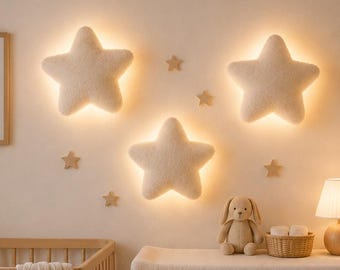 Star Wall Lights, Nursery Wall Decor, Plush Star Night Lights,
