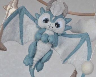 Felt Dragon Baby Mobile: Fantasy Nursery Decor, Gender Neutral