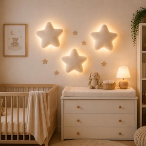 Sternen-Wandleuchten, Wanddeko fürs Kinderzimmer, Plüsch-Sternen-Nachtlichter