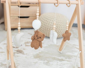 Boucle Baby Gym Toy: Bear, Cloud, Star, Moon Hanging Mobile