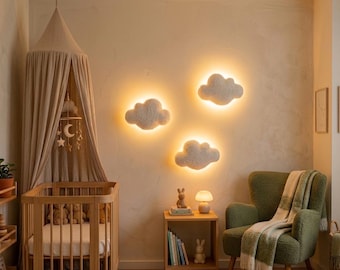 Bouclé Cloud Nursery Light Set: Handmade Teddy Bear Decor