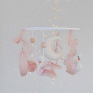Schwan Baby Mobile Kinderbett Mobile Kinderzimmer Baby Mobile rosa Mobile Babyparty Geschenk für Baby Mädchen