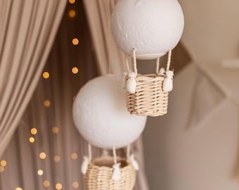 Moon Night Light , Hot Air Balloon Nursery Lamp , Baby Room  Decor