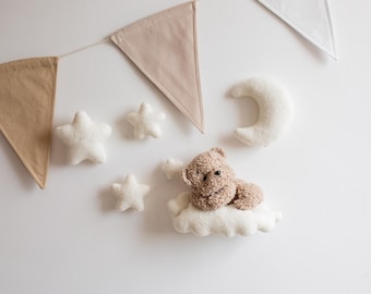Boucle Bear Nursery Wall Decor: Handmade Neutral Baby Room Art