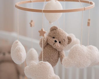 Baby Mobile Crib Neutral Teddy Bear Mobile