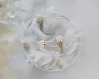 Móvil de cisne para bebé, decoración de fieltro para guardería, móvil para cuna de niña