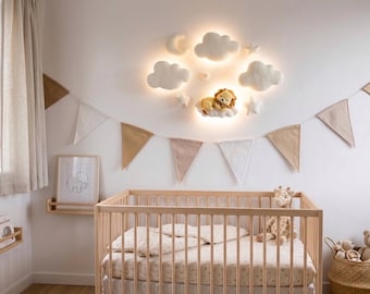 Safari Animal Night Light | Nursery Wall Lamp Set | Giraffe Elephant Tiger Lion