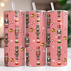 Notenkraker kerst beker wrap, naadloos patroon png-bestand voor 20oz magere rechte beker, digitale download sublimatie ontwerpbestand