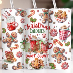 Christmas Cookies Tumbler Wrap, Gingerbread Man 20 oz Skinny Tumbler Design PNG File, Digital Downloadable Seamless Pattern, Xmas Cookie PNG
