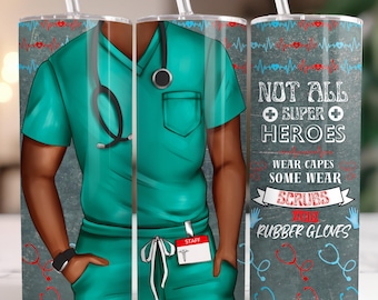 Male Nurse Tumbler Wrap, 20oz Skinny Straight Tumbler Healthcare Design PNG, Digital Downloadable Medical Image File, Nursing Sublimation