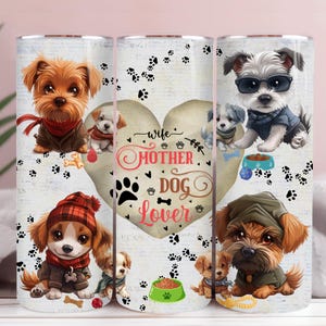 Diseño de envoltura de vaso para esposa, madre, amante de los perros, vaso delgado de 20 oz, sublimación, archivo descargable digital sin costuras relacionado con mascotas, perro mamá