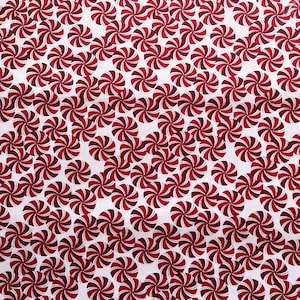 White Peppermint Candies Christmas Fabric