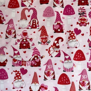 Pink Valentine’s Day Gnomes Fabric