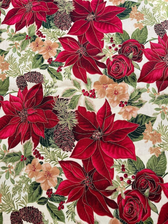 Poinsettia  Half a Yard Christmas Fabric