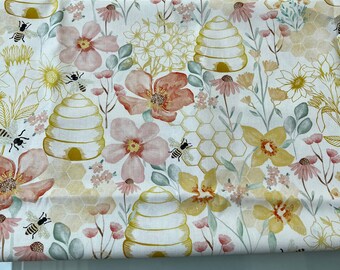 Florals and Bees Fabric