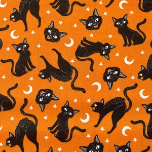 Glow in the Dark Cat Halloween Fabric