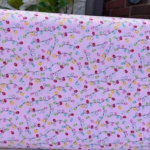 Pink Christmas Lights HALF  A YARD. Christmas Fabric