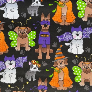Dogs in Costume Halloween Fabric