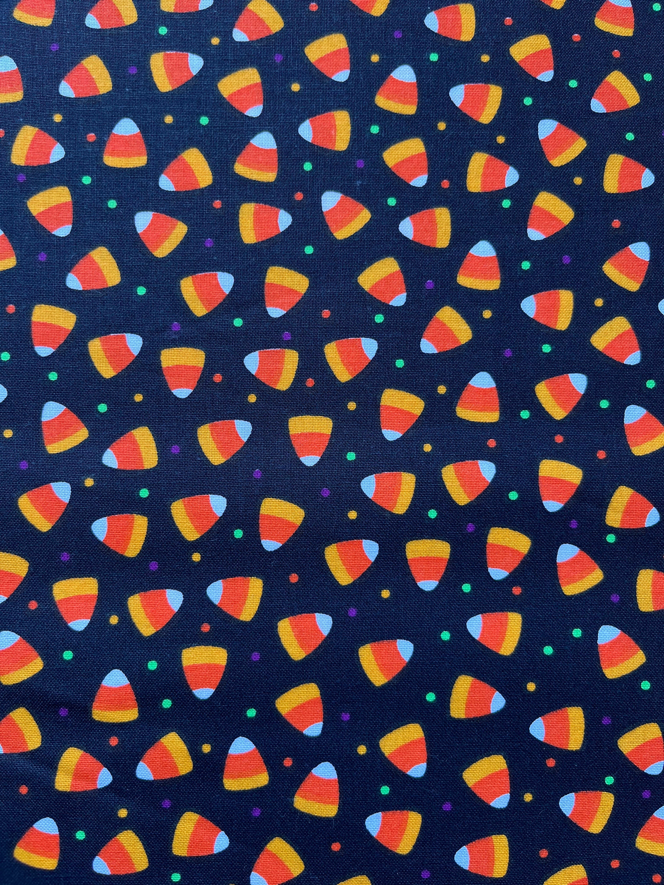Rainbow Dots and Candy Corn Halloween Fabric