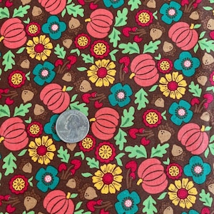 Pumpkins Fall Floral Fabric