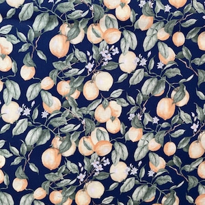 Navy Lemon Fabric