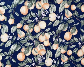 Navy Lemon Fabric