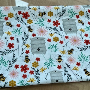 Bees and Flowers Floral Fabric