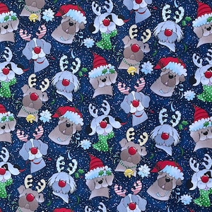 Reindeer Dog Christmas Fabric