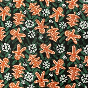 Snowflake and Gingerbread Christmas Fabric