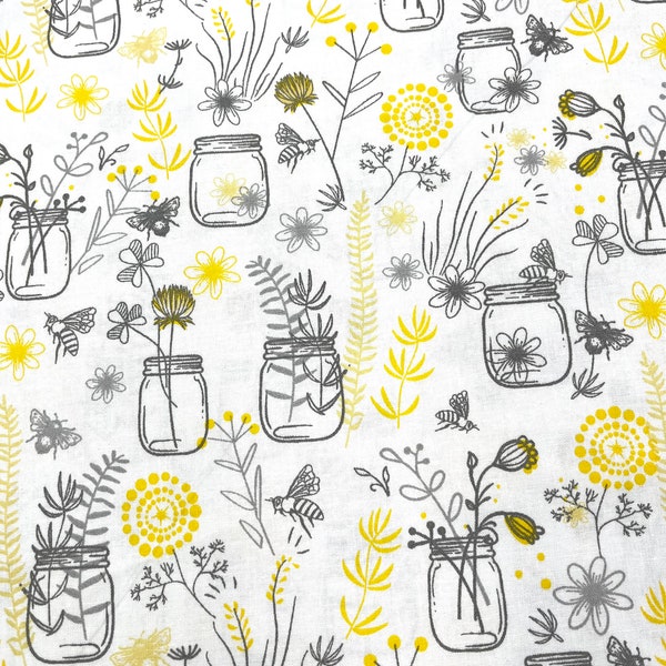 Mason Jars and Bees Fabric