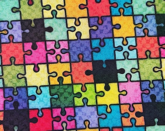 Regenbogen Puzzle 2 Autism Awareness Fabric