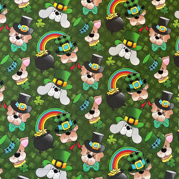 St.Patrick’s Day Dog and Rainbow Fabric