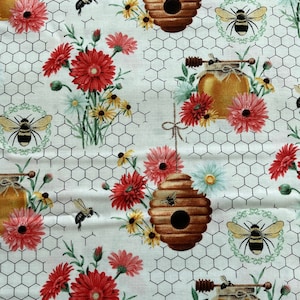 Flowers and Bees Fabric