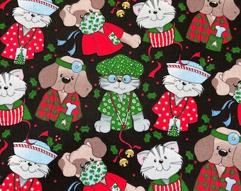Doctor Cat and Dog Christmas Fabric