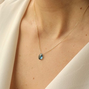 Blue Gemstone Necklace in 14K Gold, Oval Cut Sapphire Pendant, September Birthstone Jewelry, Bridesmaid Gifts, Gift for her
